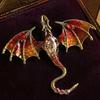 Dragon Lapel Pin 2Pcs Rhinestone Flying Brooch, Western Winged Pin, Alloy Brooch Sweater Cardigan Coat Suit Scarf Decor, Men Jewelry Accessories Clip