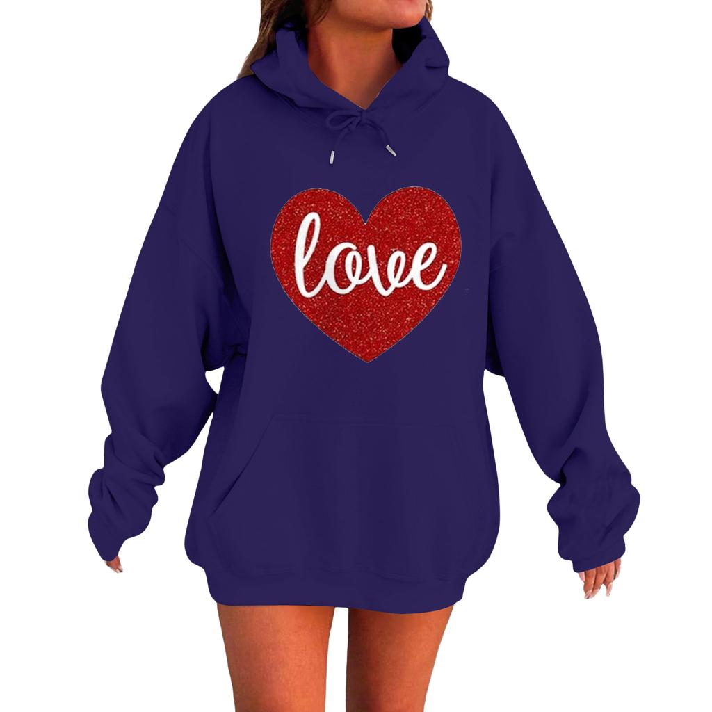 Women's Loose Comfortable Casual Fashionable Love Printed Long Sleeved Sweatshirt