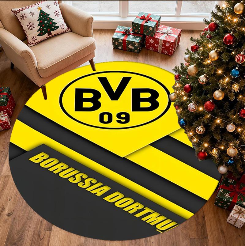 Borussia Dortmund Pattern Round Rug, Indoor/Outdoor Mat, for Picnic, Gameroom, Bedroom, Office, Living Room, Home Decor Carpet, Birthday Gift