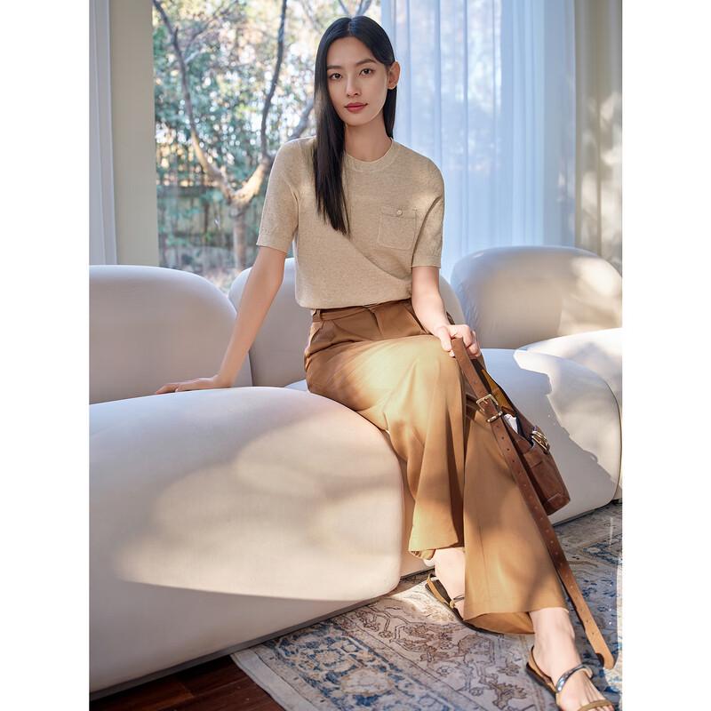 Jiu Zi Anna Kou Elegant Retro Commuter Short Sleeve Knit Top