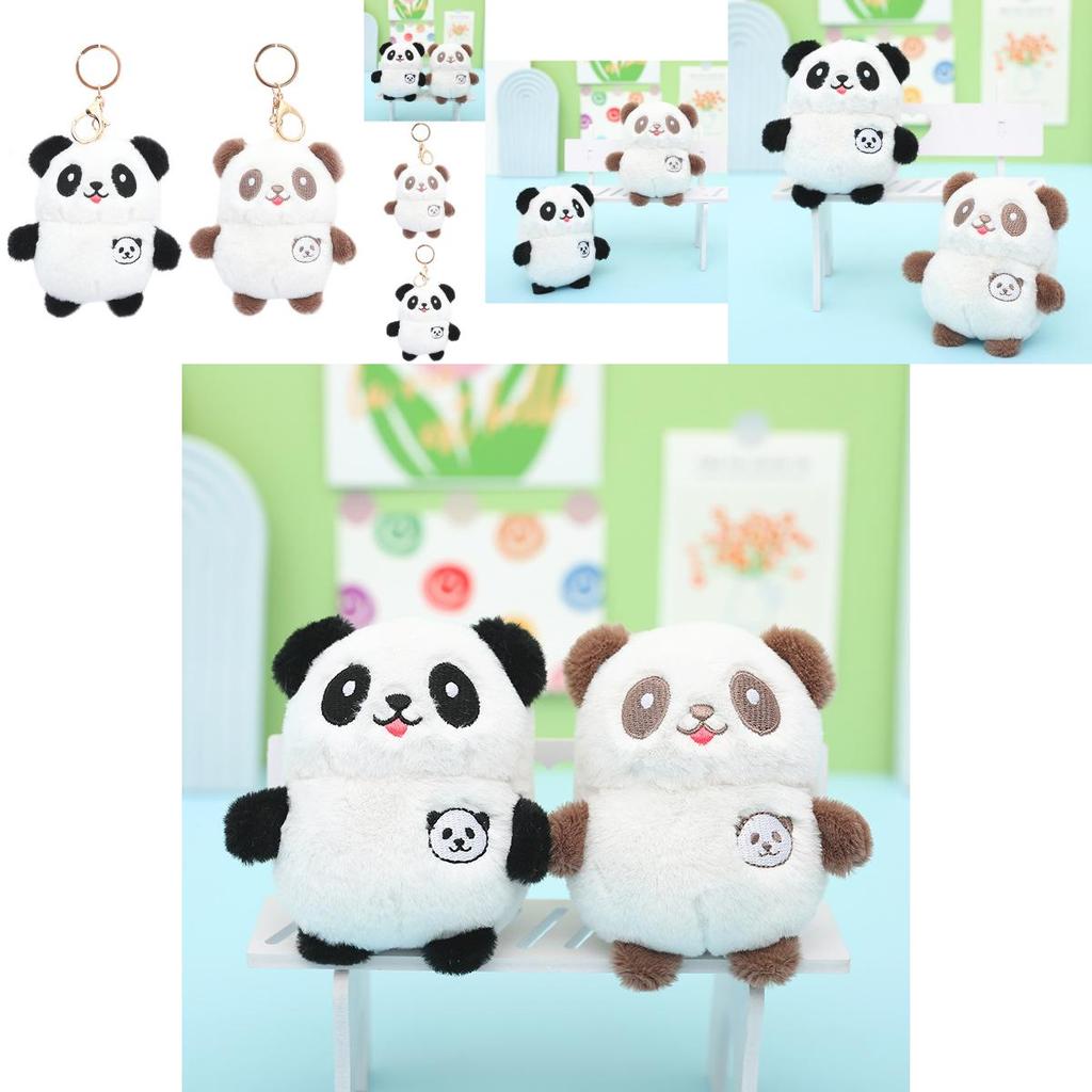 Cute Panda Plush Keychain Soft Snow Mink Fur Stuffed Animal Bag Charm