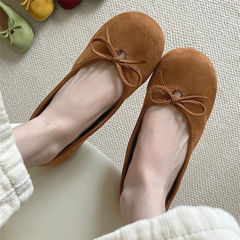 Fashion IPPEUM Velvet Ballet Flats Mary Janes Shoes For Women 2025 New Summer Ballerinas Zapatos Mujer