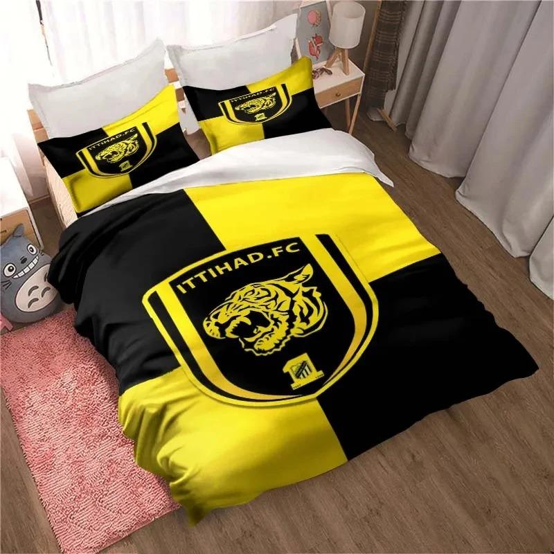 Al-Ittihad Club Jeddah Ložní souprava Chlapci Dívky Jednolůžko Queen Size Povlak na přikrývku Povlak na polštář Postel Děti Dospělí Móda Domácí textil