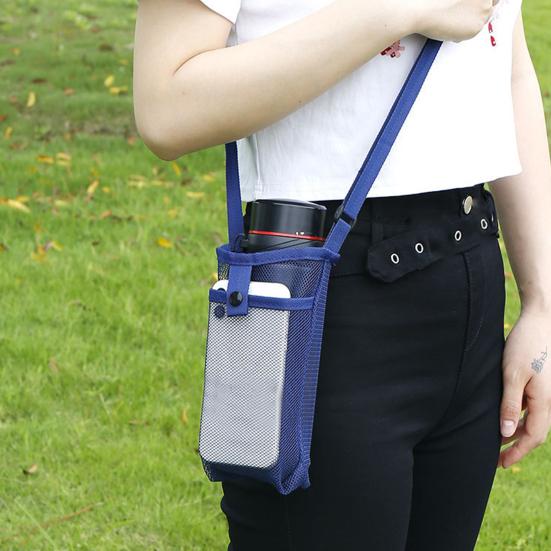 Taška na láhev na vodu s popruhem Síťovaný držák láhve Crossbody Sling Bag Nastavitelný nosič láhve na vodu pro chůzi Sport Turistika Kempování