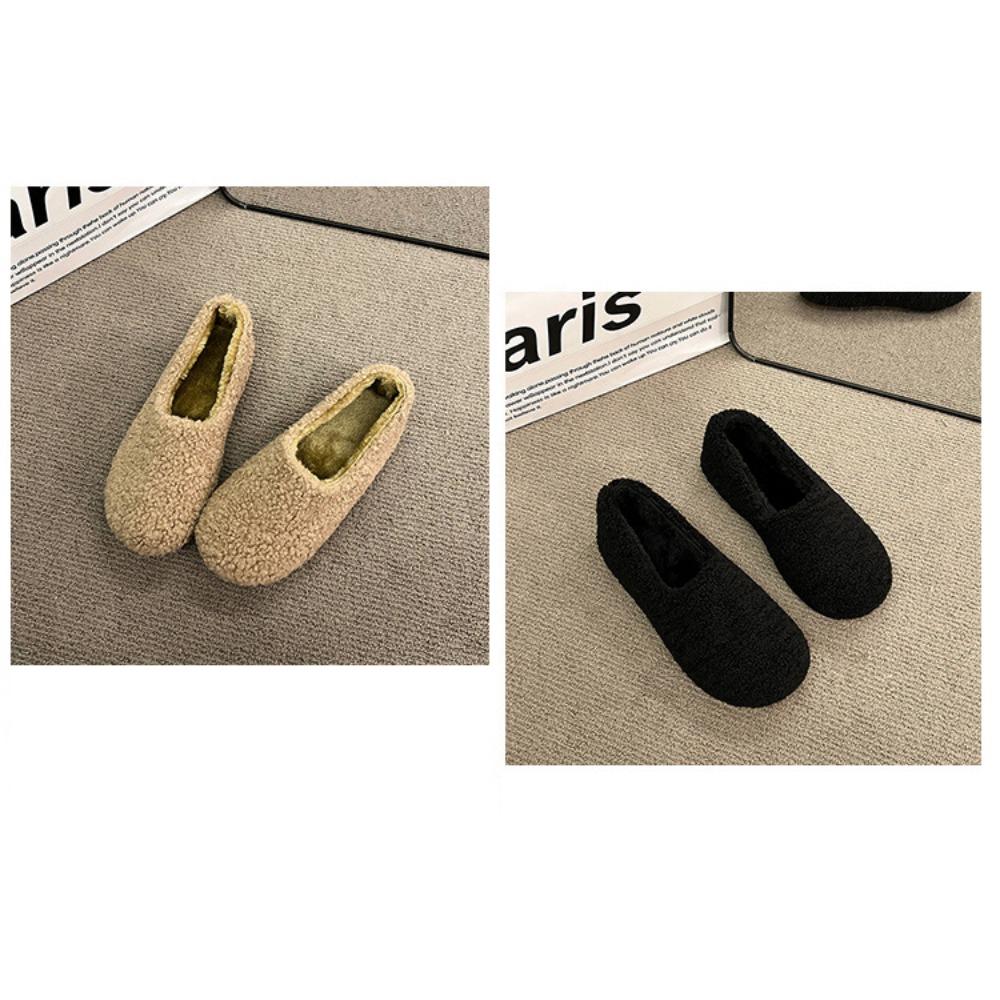 JMXD-Winter Women’s Plush Platform Slippers: Cozy Shearling Lined Indoor Outdoor Shoes Non-Slip Sole Warm Fuzzy Booties Slip On Fashion