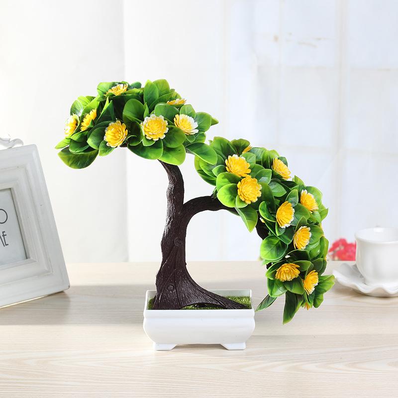 Artificial Plants Potted Bonsai Green Small Tree Plants Fake Flowers Potted Ornaments for Home Garden Decor Party Hotel Decor
