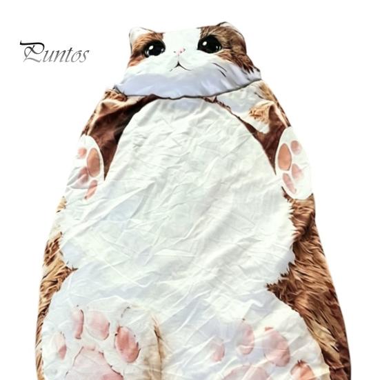 Plush Sleeping Sack Cat Envelope Bag, Winter Slumber Bag for Men Women, Lightweight Animal Nap Mat Home Travel Traveling