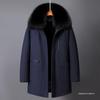 2025 Men's Mid-Length Winter Parka: Warm Down Jacket with Detachable Liner for Middle-Aged and Elderly Dads