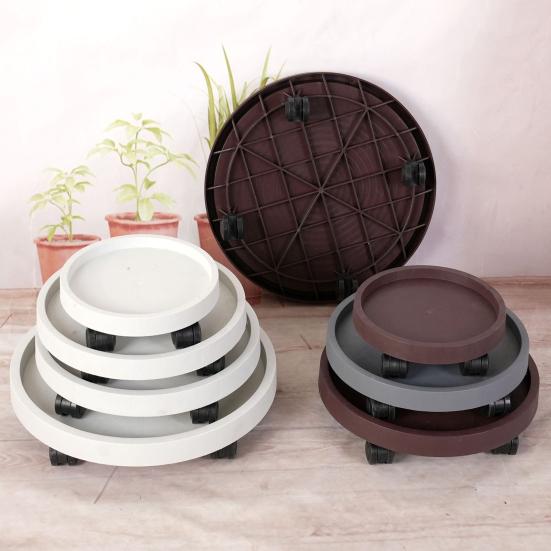 Wheeled Plant Caddy Round Plant Pot Pallet with 4 Wheels Mobile Flowerpot Stand Flower Pot Mover Planter Caddy for Indoor Outdoor Use