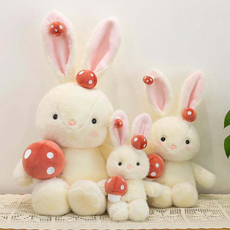 Cute Little White Rabbit Doll Mushroom Rabbit Plush Toy Girl Sleeping with Doll Doll Birthday Gift