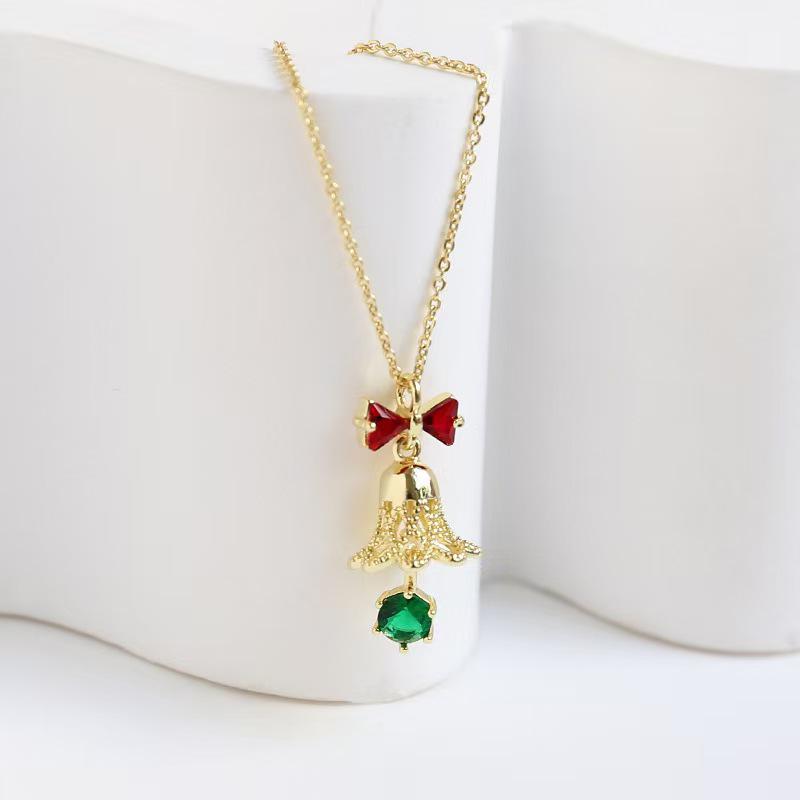 

18K Gold-Plated Zircon Christmas Bell Pendant Necklace/Bracelet Accessory