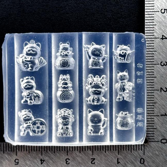 Новогодний Счастливый Кот и Танец Льва Десертный Маникюр Прозрачная Форма Nail art mold