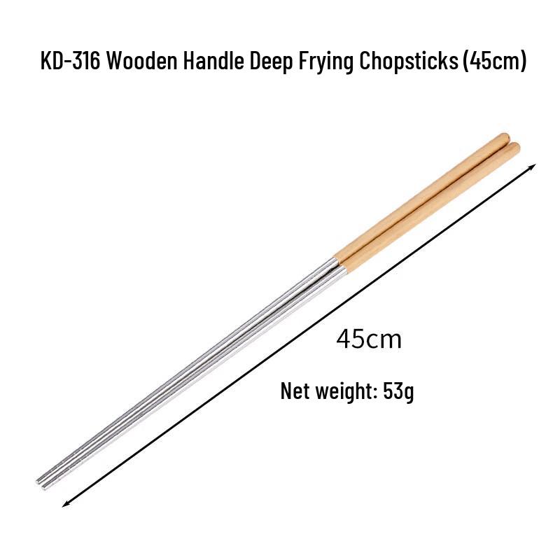 Kitchen Seven Wooden Handle 304 Stainless Steel Hot Pot Chopsticks - 10 Pairs
