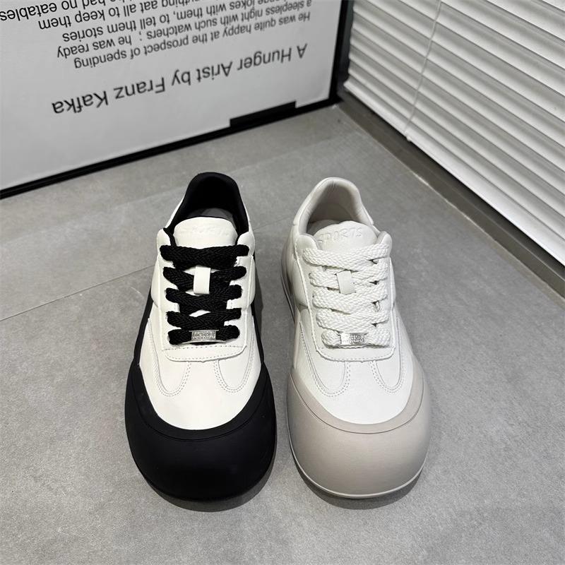 

Women s Thick Bottomed Heightened Comfortable New Ugly Bread Shoes - Heeled White Slip On Sports Casual Board Shoes 35 білий