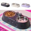 Double Bowl Puppy Food Water Feeder Stainless Steel Pet Drinking Dish  Pet Accessories
