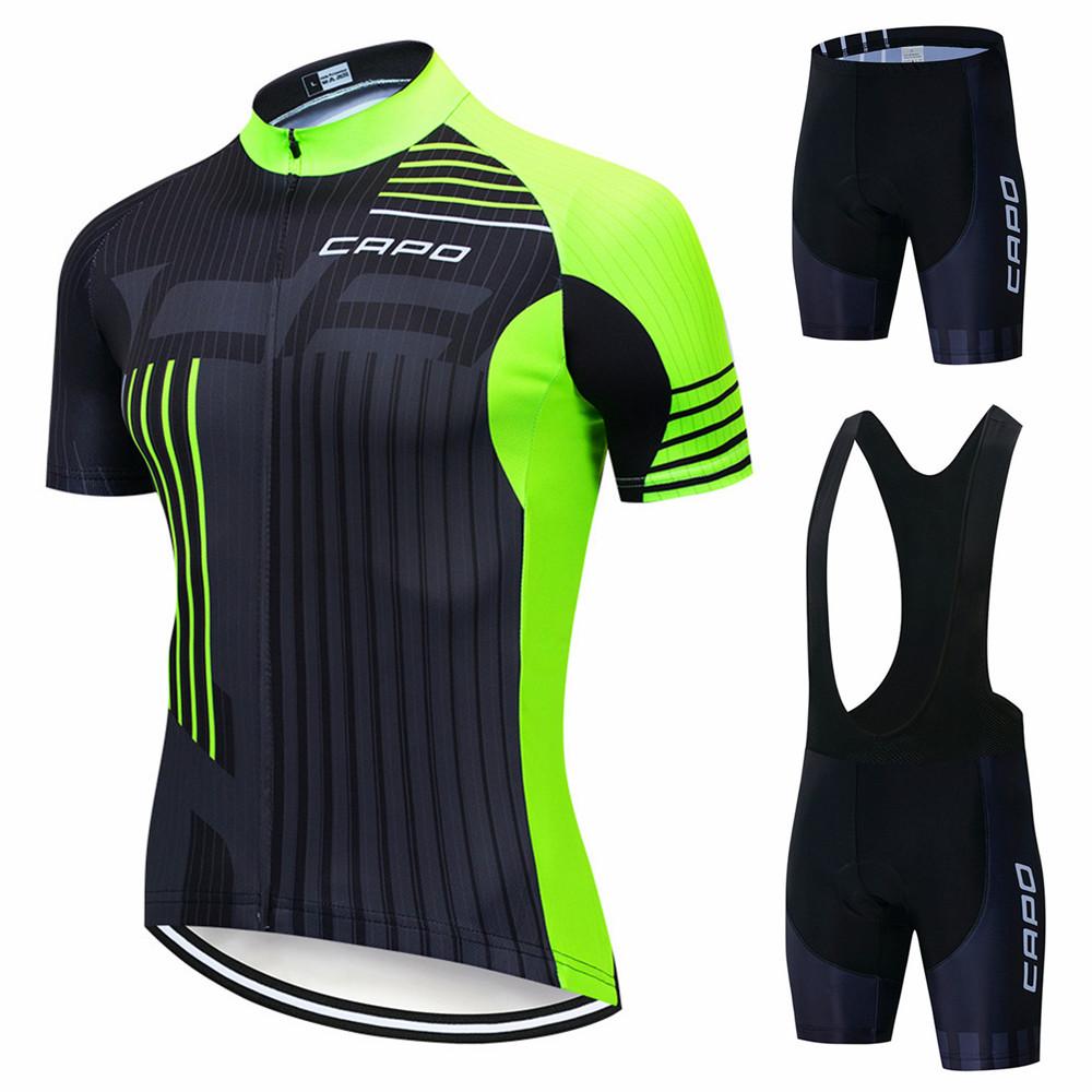 Men's Short Sleeve Cycling Jersey Set Quick Dry Breathable Biking Suit with Padded Shorts for Road Mountain Bike Sports