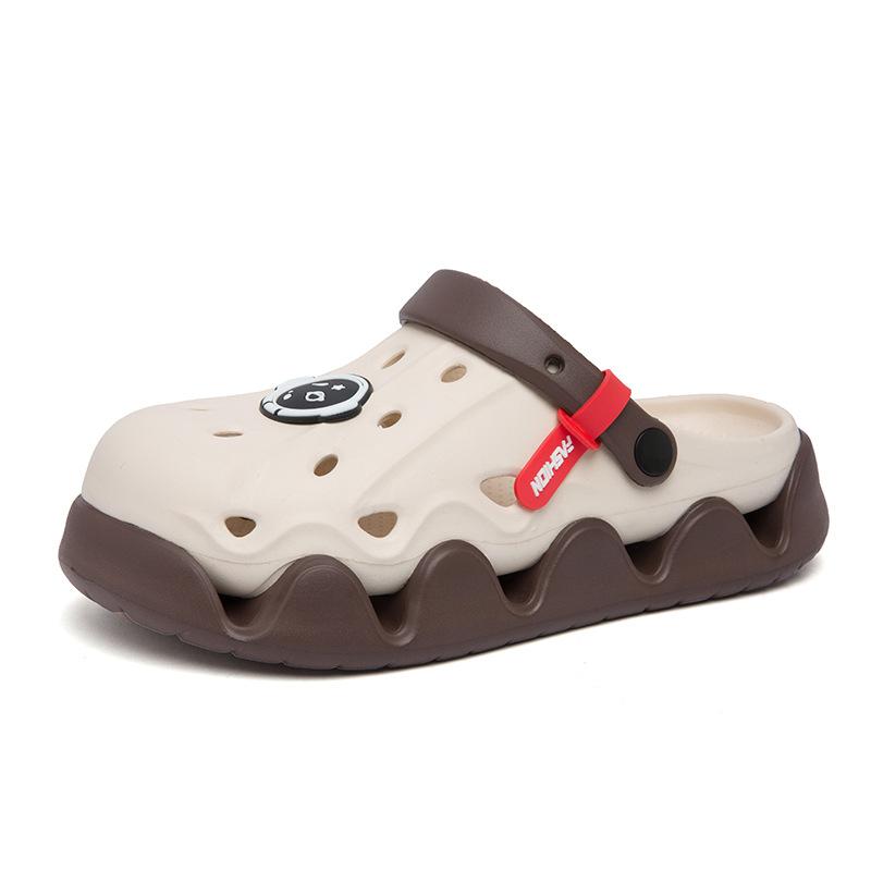 Hole Shoes Men Wear Non-Slip Soft-Soled Bag Head Men'S Slippers Sports Thick-Soled Beach Sandals Men