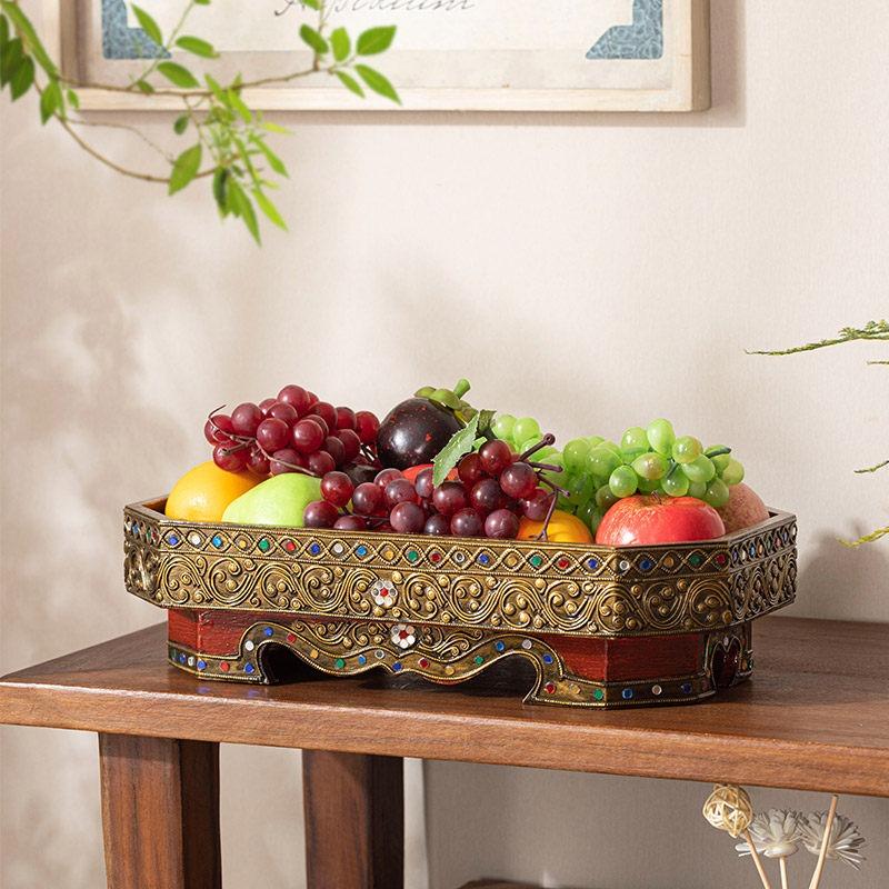 Vintage Handmade Rectangular Wooden Serving Tray Multipurpose Tea Fruit Platter Home Decor Kitchen Table Centerpiece Rustic