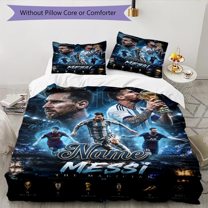 Messi Lionel Messi World Cup Champion Personalized Name Bedding Set,Soft Bed Linen for Bedroom Home Decoration,Perfect Gift for Football Fans,Breathab