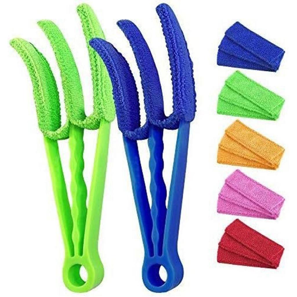 Removable Washable Dusting and Slit Cleaning Brush Set for Air Conditioner Vents, Blinds, and Windows