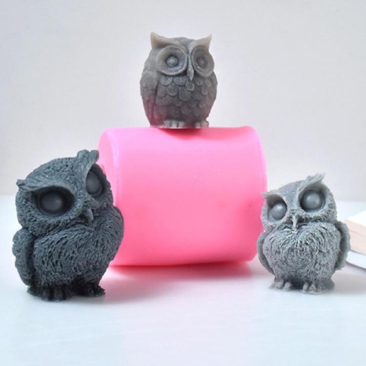 3D Owl-Shape Silicone Mold Cute Bird Scented Candle Epoxy-Casting Mold Candle