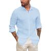 Mens Button Up Shirts for Men Long Sleeve Cotton Linen Hawaiian Beach Shirt Casual Summer Lightweight Tops
