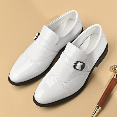Casual Men's Leather Shoes British and Gentlemanly Styles Fashion Party Daily Work Adult Business Shoes Black and White