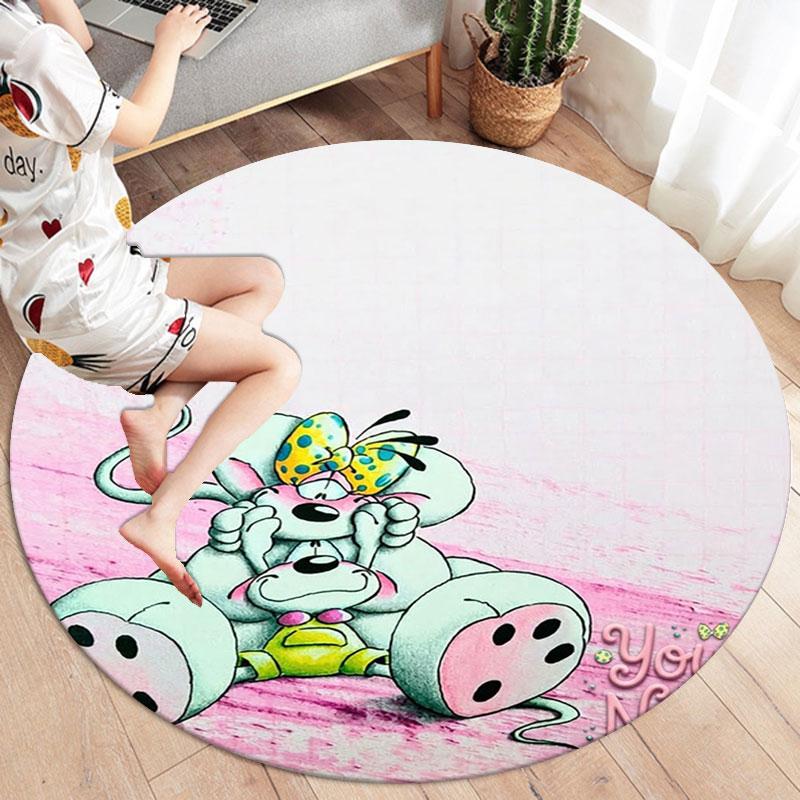 Diddl Custom Name Round Area Rug,Carpet Rug for Living Room Bedroom Sofa Playroom Decor,Non-slip Floor Mat