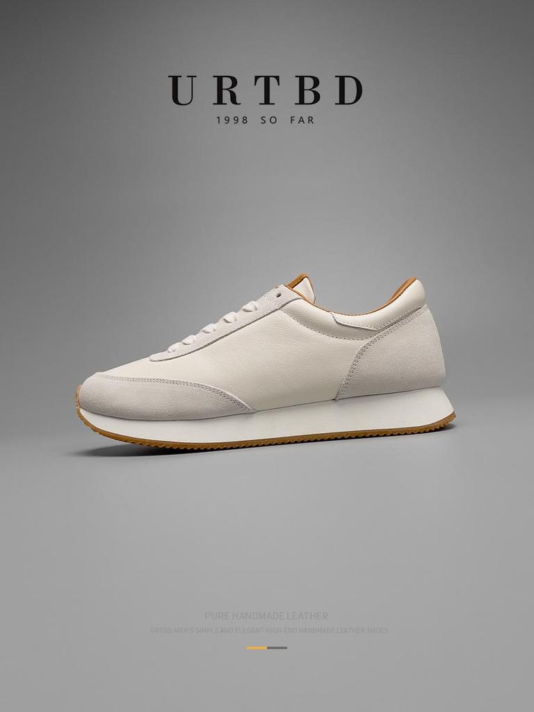 European Luxury Men's Genuine Leather Casual White Shoes - Trendy Summer Forrest Gump Style