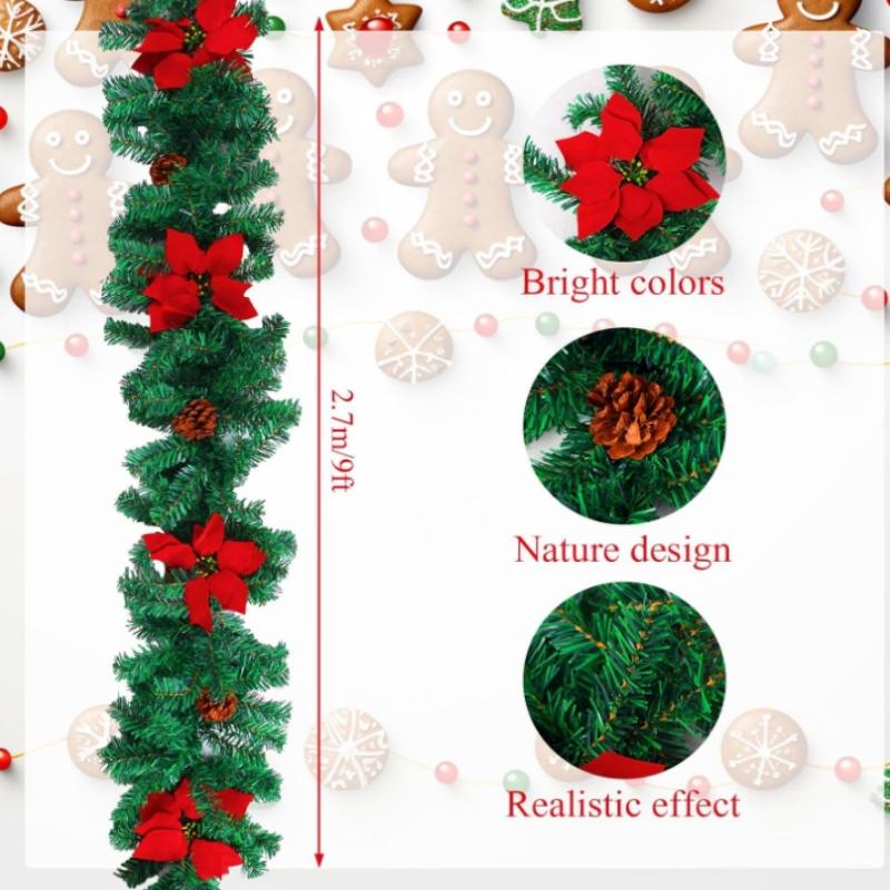 Christmas Vine PVC Garland Window Display Decor for Store Shop Festive Mall Scene Setting Arrangement Props