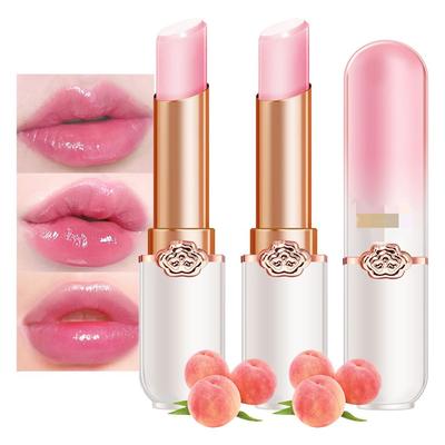 2pcs Peach Lipstick, Color Change Makeup Set, Light Pink Lip Gloss, Color Change Long Lasting Waterproof
