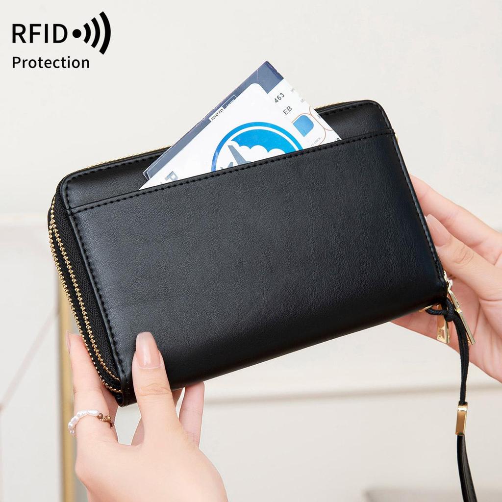 2024 RFID Travel Passport Holder & Ticket Organizer with Double Zippers - Crossbody Multifunctional Wallet & Document Bag.