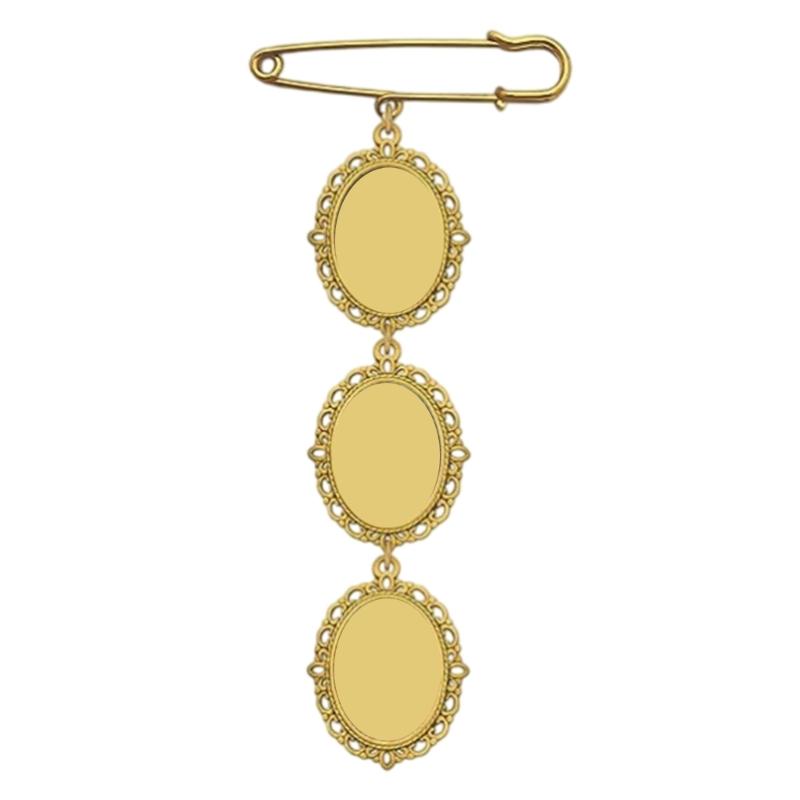 Elegant Golden Photo Brooch Pin for Memories for Hat Shirt Lapel Golden Picture Brooch Memorial Boutonniere