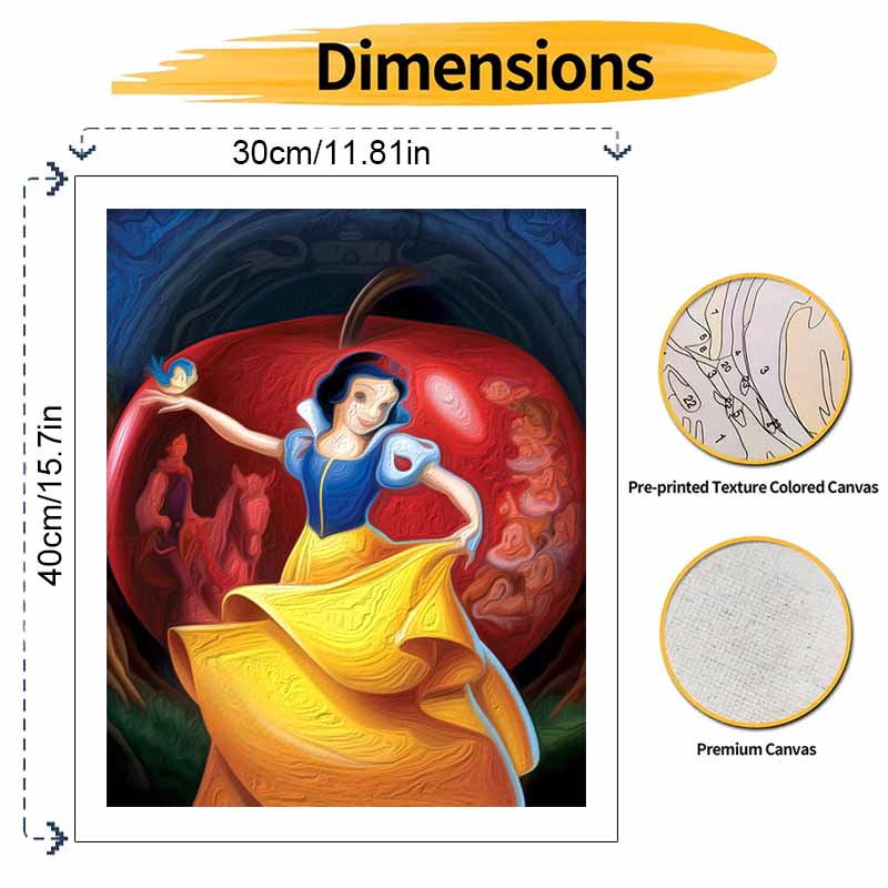 Disney Snow White Digital Oil Painting Diy Coloring Handpainted Filling Home Decoration Gift, Cartoon Wall Art Decor Canvas Artwork