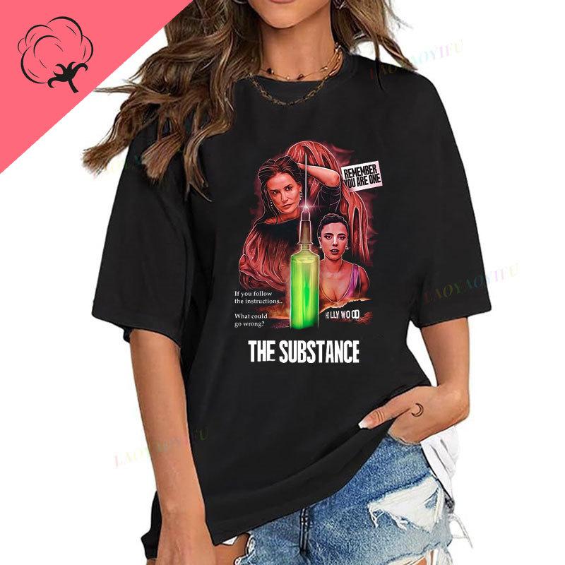 Camiseta Hombre The Substance Film T Shirt Unisexs Top Novelty Horror Movie Short Sleeve Crewneck Graphic Tee S