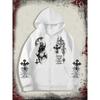 Men's Gothic Dark Angel Printed Zipper Hoodie, a Fashionable Street Fashion Zipper Hoodie Suitable for Casual Occasions