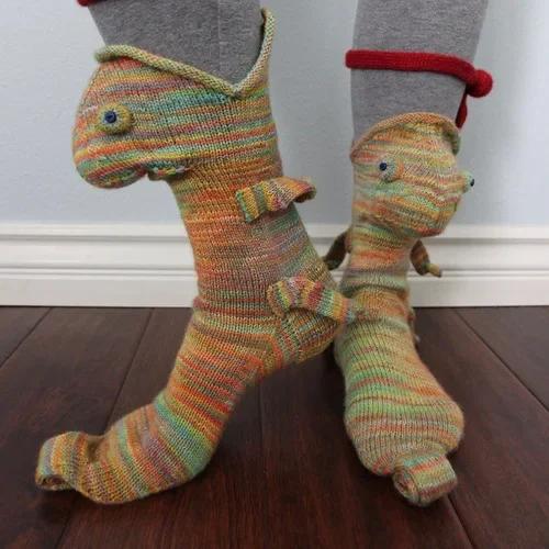 Funny Christmas Crocodile Socks Women - 2025 New Knitted Warm Floor Socks Cute Cartoon Autumn Winter calcetines de la mujer