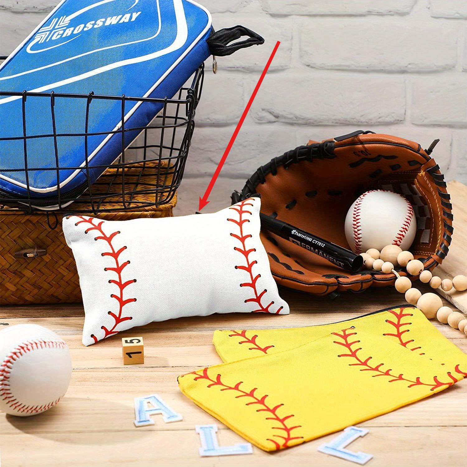 

1pc Softball Makeup Bag Sport Cosmetic Bags Canvas Softball Pouch Bags Portable Makeup Pouch Bag Travel Makeup Organizer білий