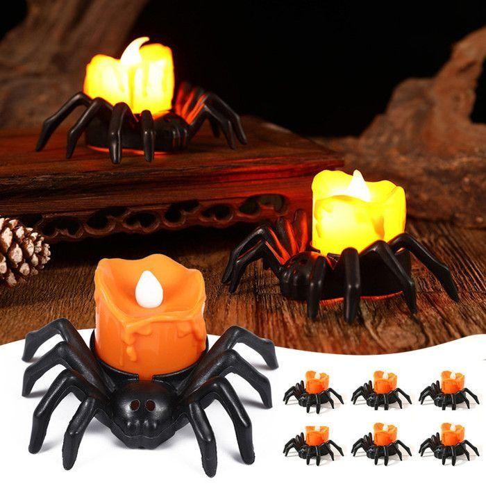 Bougies sans flamme - AIMOONSA - bougie de l'araignée - Lot de 6 - LED blanc chaud - Piles LR1130 fournies