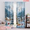 Set Of 2 Flat Printing Christmas Party Curtain Polyester Without Electricity Holiday Decorations Perfect Made