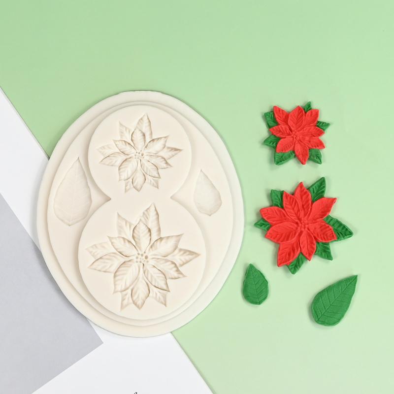 Julstjärna Julblomma Silikon Sugarcraftform Hartsverktyg Muffinform Fondant Tårtdekoreringsverktyg