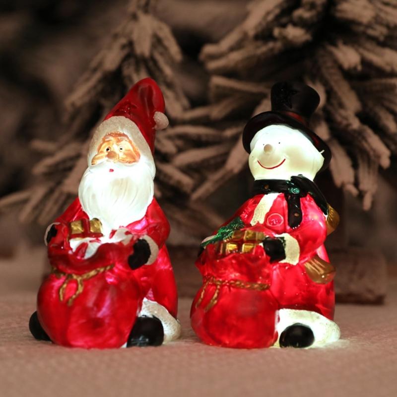 Santa/Snowman Shaped Resin Sculpture for Festival Home Decoration Desktop Ornament Accessories Holiday Party Supplies