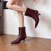 Pointed Toe Women's Ankle Boots Elegant Fashion Heeled Shoes Winter 2025 Chelsea Boots Pumps New Trend Mujer De Botas