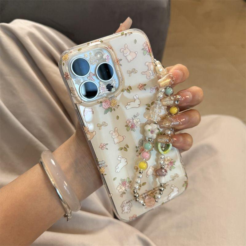 Uroczy Biegnący po Dżungli Mały Biały Królik Pasuje do Etui na Telefon IPhone 16promax IPhone15 Nowe Modele 13 14 12