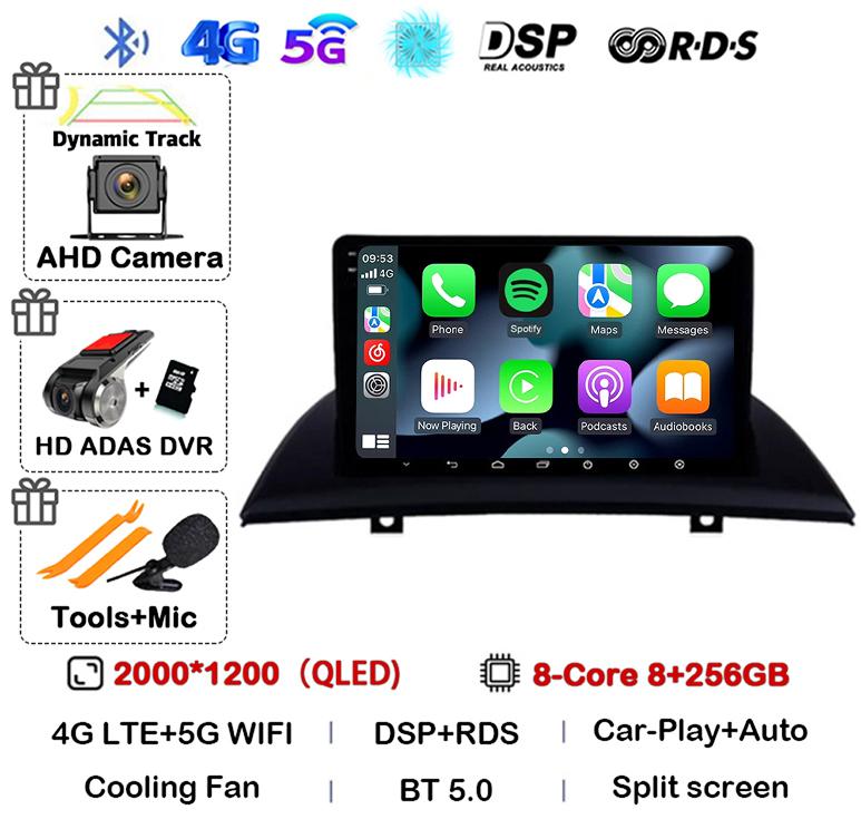 Android 14 Carplay Auto Car Radio For BMW X3 E83 2004 2005-2007-2009 2010 2011 2012 Multimedia Stereo Video Player GPS 4G WIFI