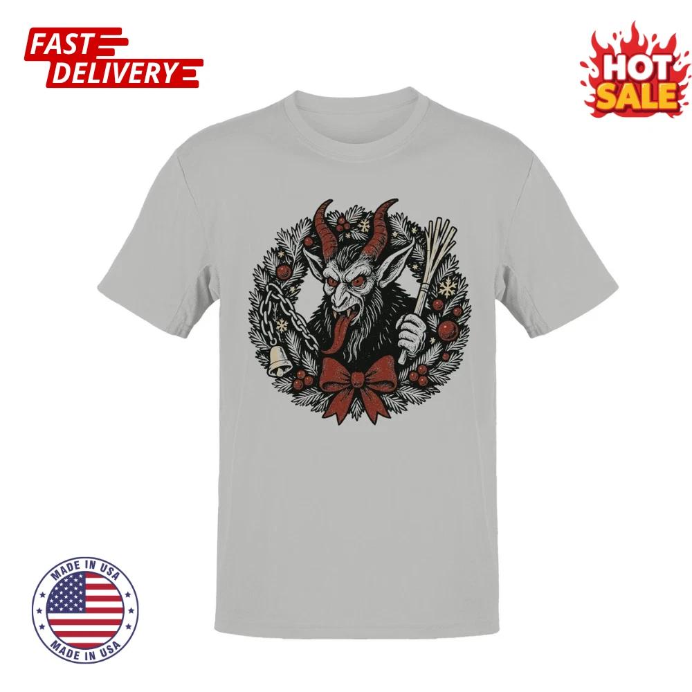 SALE Krampus Wreath Holiday Design Men s Women Inspired Graphic T shirt Fan Gift XL