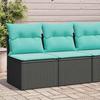 VidaXL Garden Lounge Set 4 Pcs with Cushions Black Wicker Acacia, Outdoor Sofa Set, Garden Furniture, 3325233