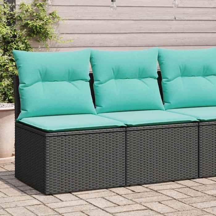 VidaXL Garden Lounge Set 4 Pcs with Cushions Black Wicker Acacia, Outdoor Sofa Set, Garden Furniture, 3325233