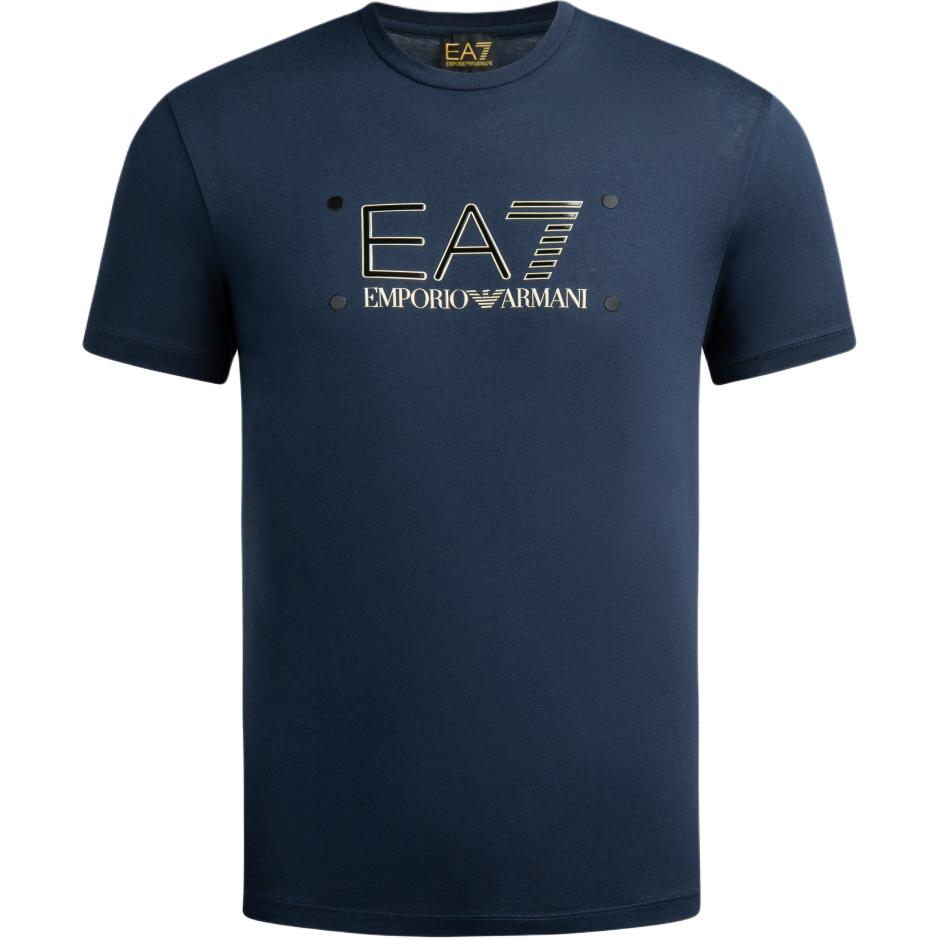 Emporio Armani EA7 Letter Print Crew Neck Short Sleeve T-Shirt Men tops Navy 3RPT20-PJM9Z-1554 S