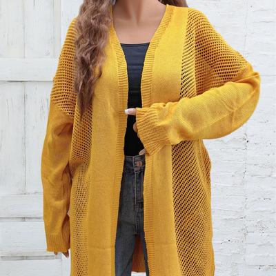 Cardigan long et décontracté en tricot machine squelette pour femme, automne et hiver